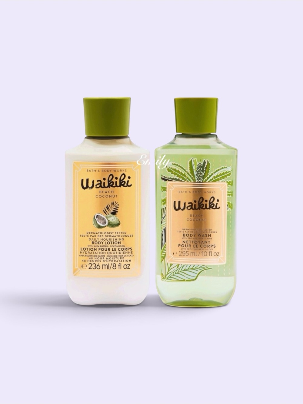 Bath & Body Works WAIKIKI BEACH COCONUT Lotion & Body Wash Set